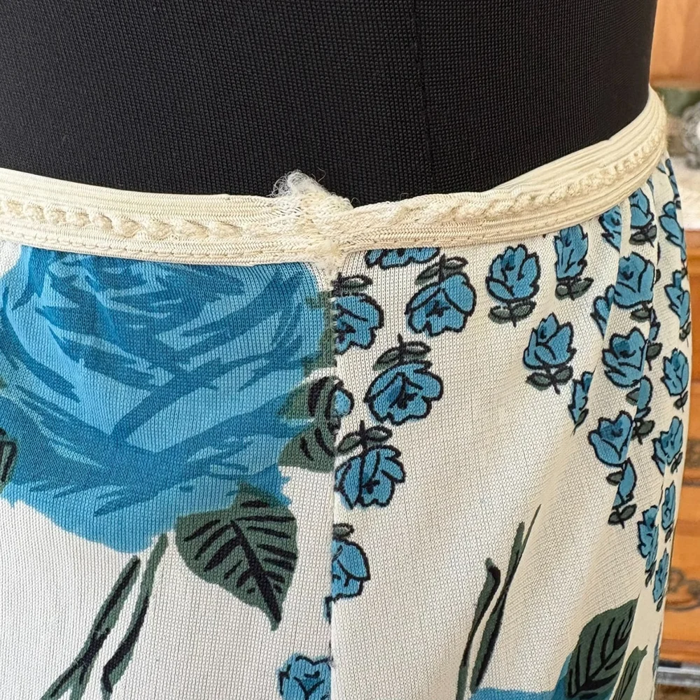 Vintage Blue Rose Slip Skirt 40s 50s - Picture 5 of 9